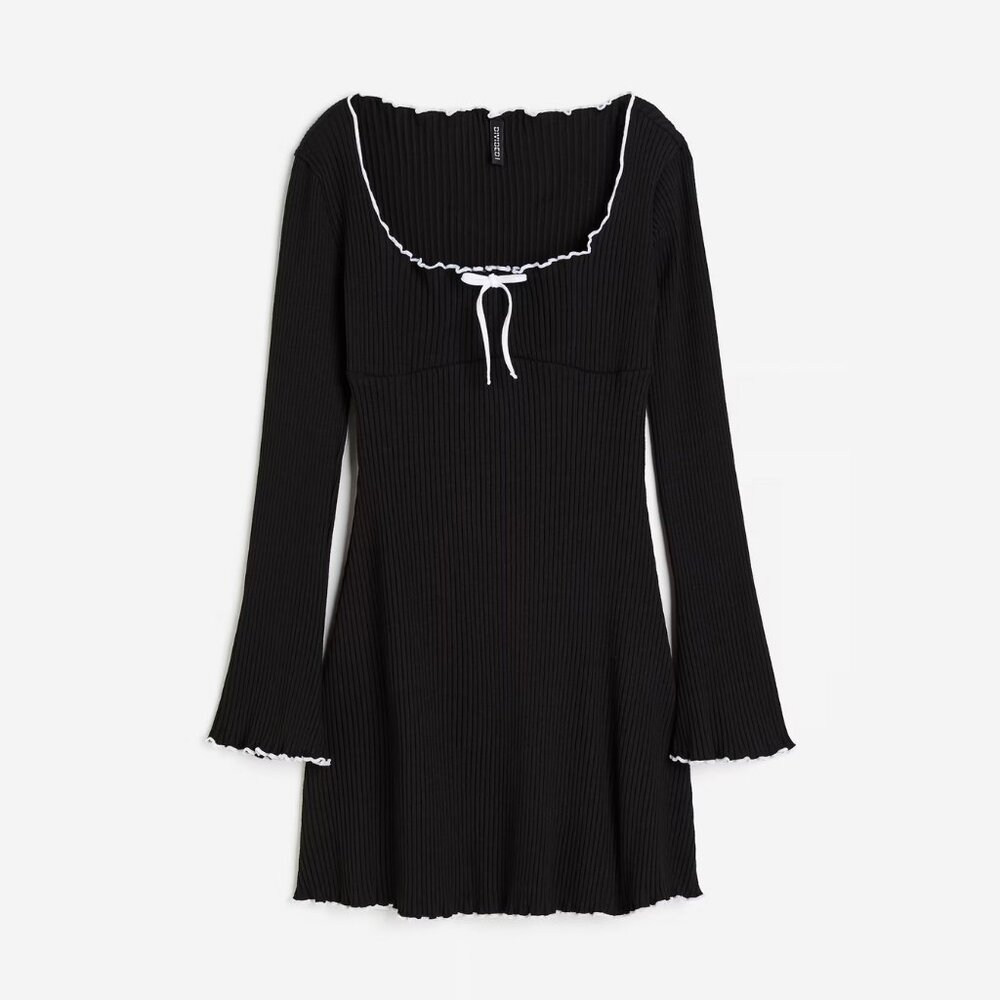 h&m Divided Black Ribbed Jersey Dress - NWT Size M